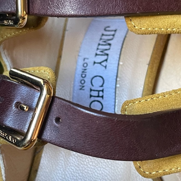 Jimmy Choo Trick 110 Suede Heeled Sandals in Yellow Brown - Picture 7 of 10